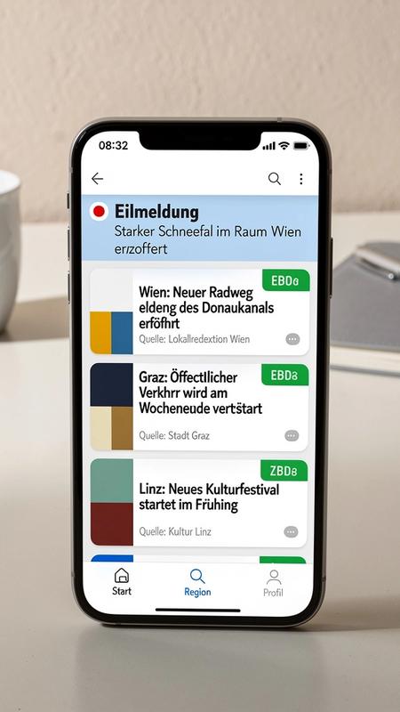 App-Vorschau: ZeitBlick mit lokalen Updates, Quellenlink und Alert-Hinweis